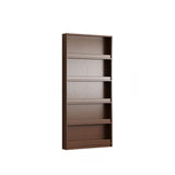 Mid-Century Modern Ultra-Slim Wood Brown Vertical Bookshelf Image - 8