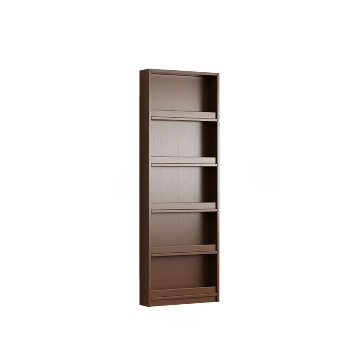 Mid-Century Modern Ultra-Slim Wood Brown Vertical Bookshelf Image - 9