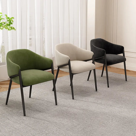 Mid-Century Modern Upholstered Curved Back Accent Dining Chair Image - 1