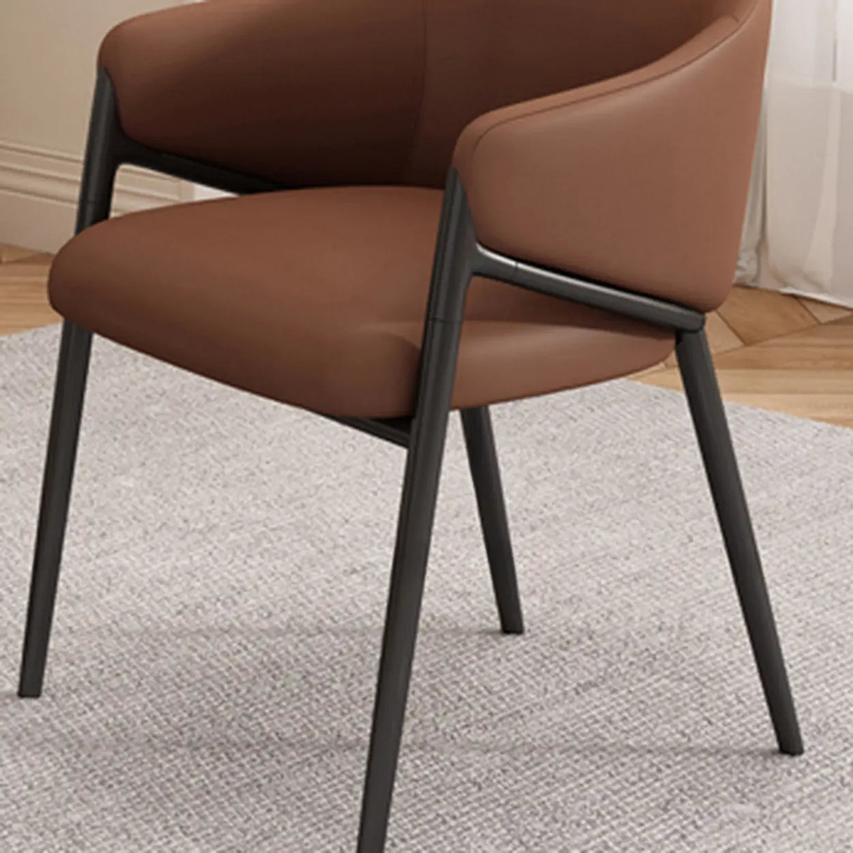 Mid-Century Modern Upholstered Curved Back Accent Dining Chair Image - 11