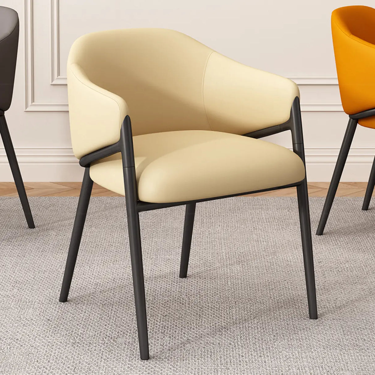 Mid-Century Modern Upholstered Curved Back Accent Dining Chair Image - 14