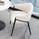 Mid-Century Modern Upholstered Curved Back Accent Dining Chair Image - 15