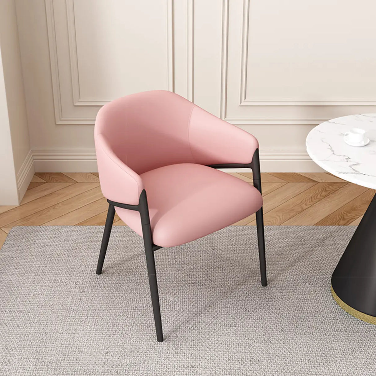 Mid-Century Modern Upholstered Curved Back Accent Dining Chair Image - 18