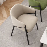 Mid-Century Modern Upholstered Curved Back Accent Dining Chair Image - 2