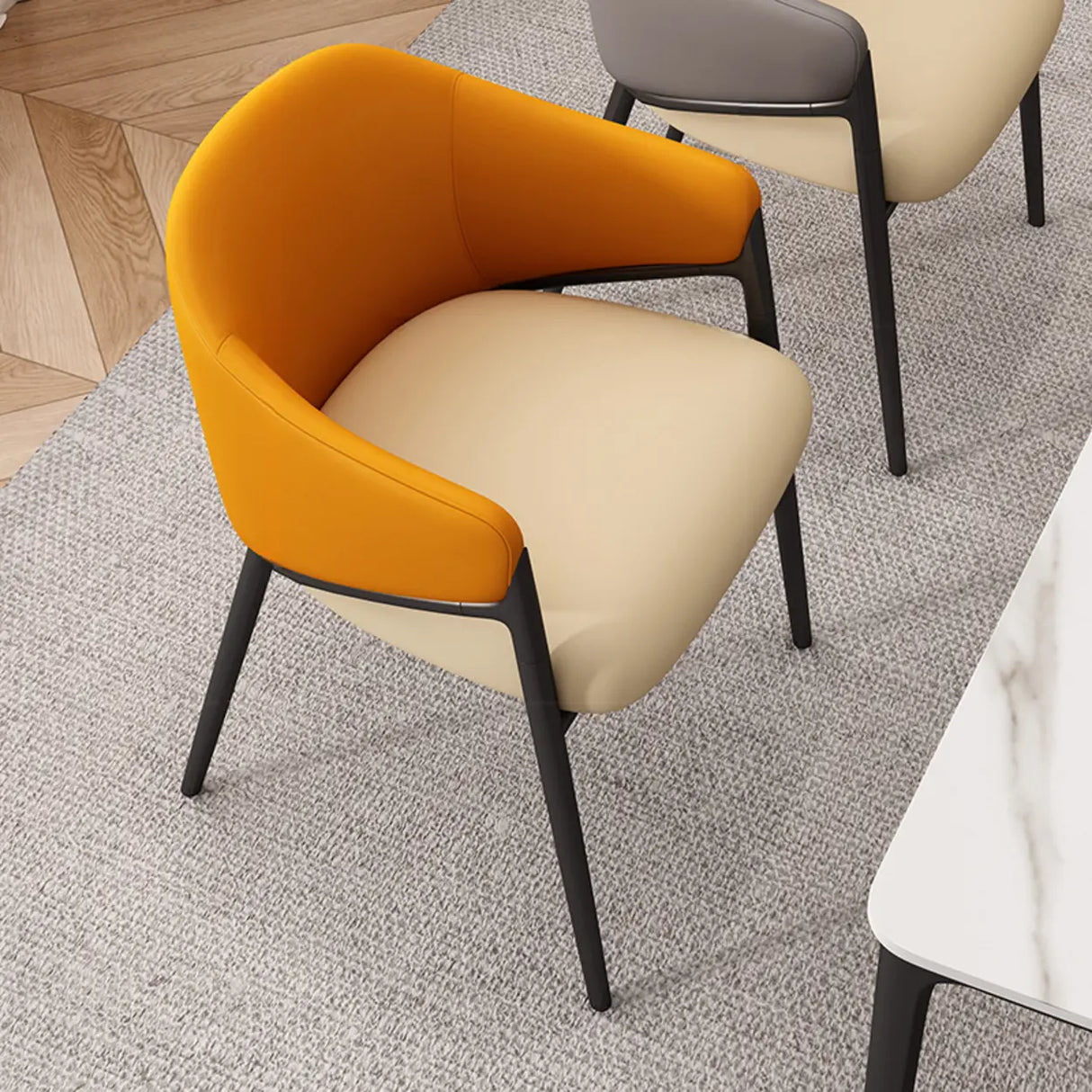 Mid-Century Modern Upholstered Curved Back Accent Dining Chair Image - 20