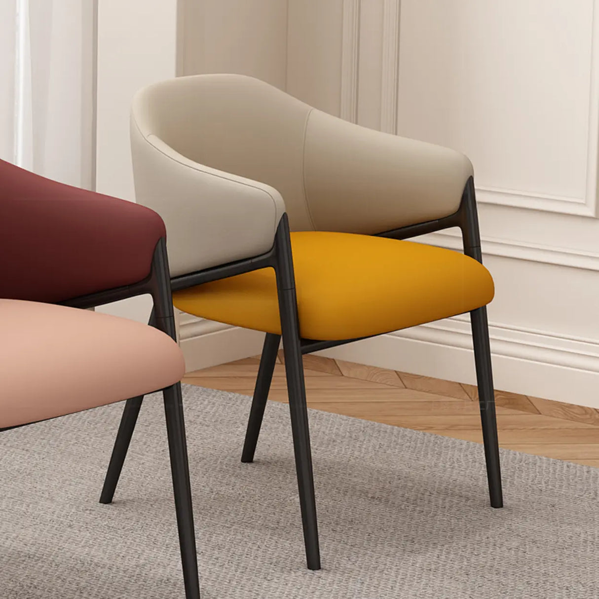 Mid-Century Modern Upholstered Curved Back Accent Dining Chair Image - 21