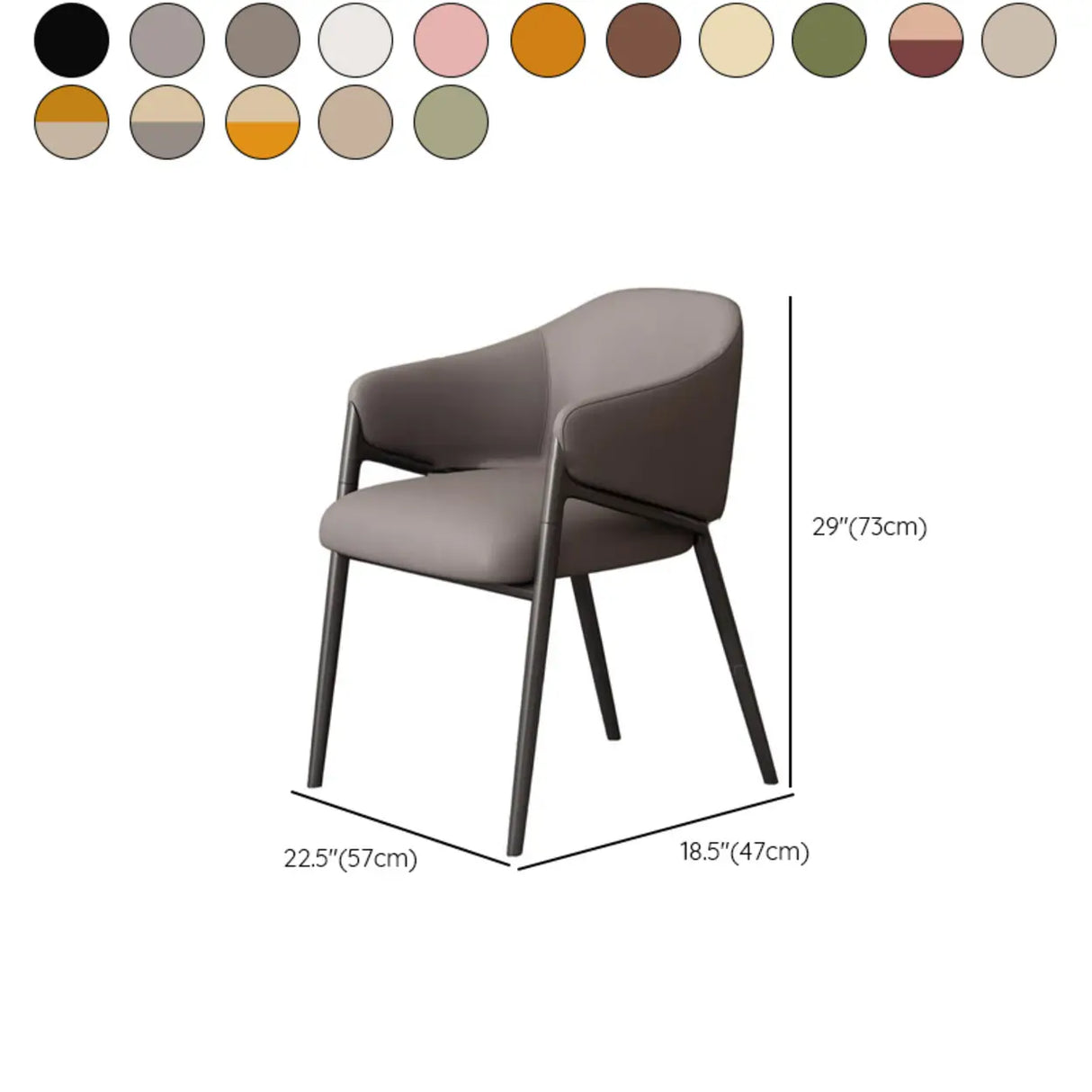 Mid-Century Modern Upholstered Curved Back Accent Dining Chair 