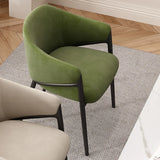 Mid-Century Modern Upholstered Curved Back Accent Dining Chair Image - 5