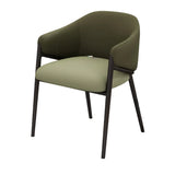 Mid-Century Modern Upholstered Curved Back Accent Dining Chair Image - 8