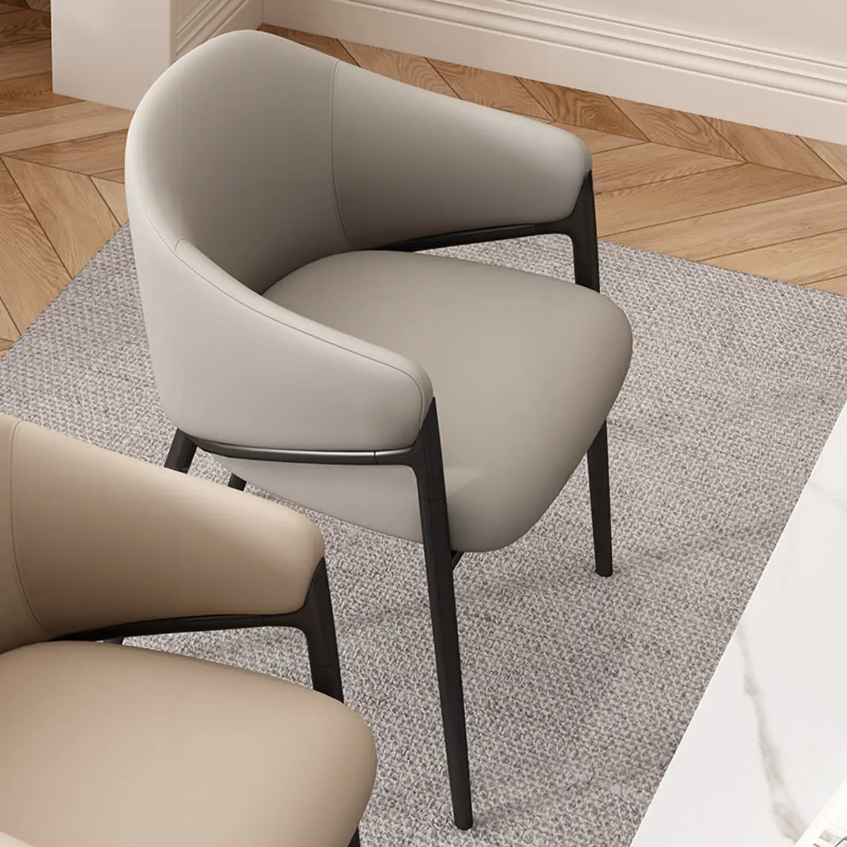 Mid-Century Modern Upholstered Curved Back Accent Dining Chair Image - 9