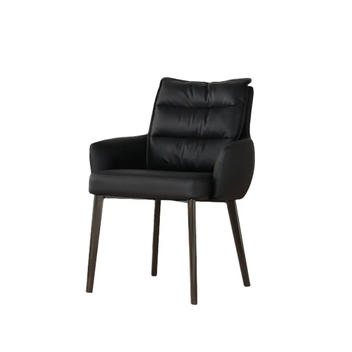 Mid-Century Modern Upholstered Faux Leather Arm Dining Chair Image - 7