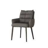 Mid-Century Modern Upholstered Faux Leather Arm Dining Chair Image - 9