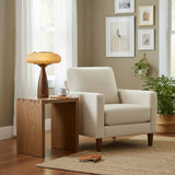 Mid-Century Modern USB Mushroom Amber Wood Table Lamp Image - 11