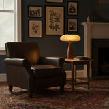 Mid-Century Modern USB Mushroom Amber Wood Table Lamp Image - 12