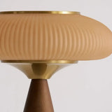 Mid-Century Modern USB Mushroom Amber Wood Table Lamp Image - 8
