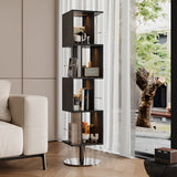 Mid-Century Modern Vertical Cube Tiered Wood Corner Bookshelf Image - 3