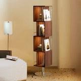 Mid-Century Modern Vertical Cube Tiered Wood Corner Bookshelf Image - 4