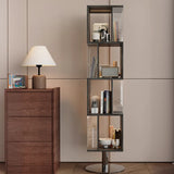 Mid-Century Modern Vertical Cube Tiered Wood Corner Bookshelf Image - 5