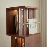 Mid-Century Modern Vertical Cube Tiered Wood Corner Bookshelf Image - 6
