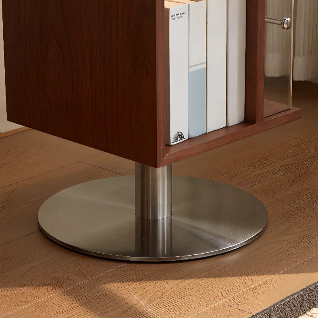 Mid-Century Modern Vertical Cube Tiered Wood Corner Bookshelf Image - 7