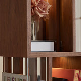 Mid-Century Modern Vertical Cube Tiered Wood Corner Bookshelf Image - 8