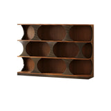 Mid-Century Modern Vertical Geometric Brown Wood Bookshelf Image - 10