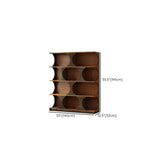 Mid-Century Modern Vertical Geometric Brown Wood Bookshelf Image - 16