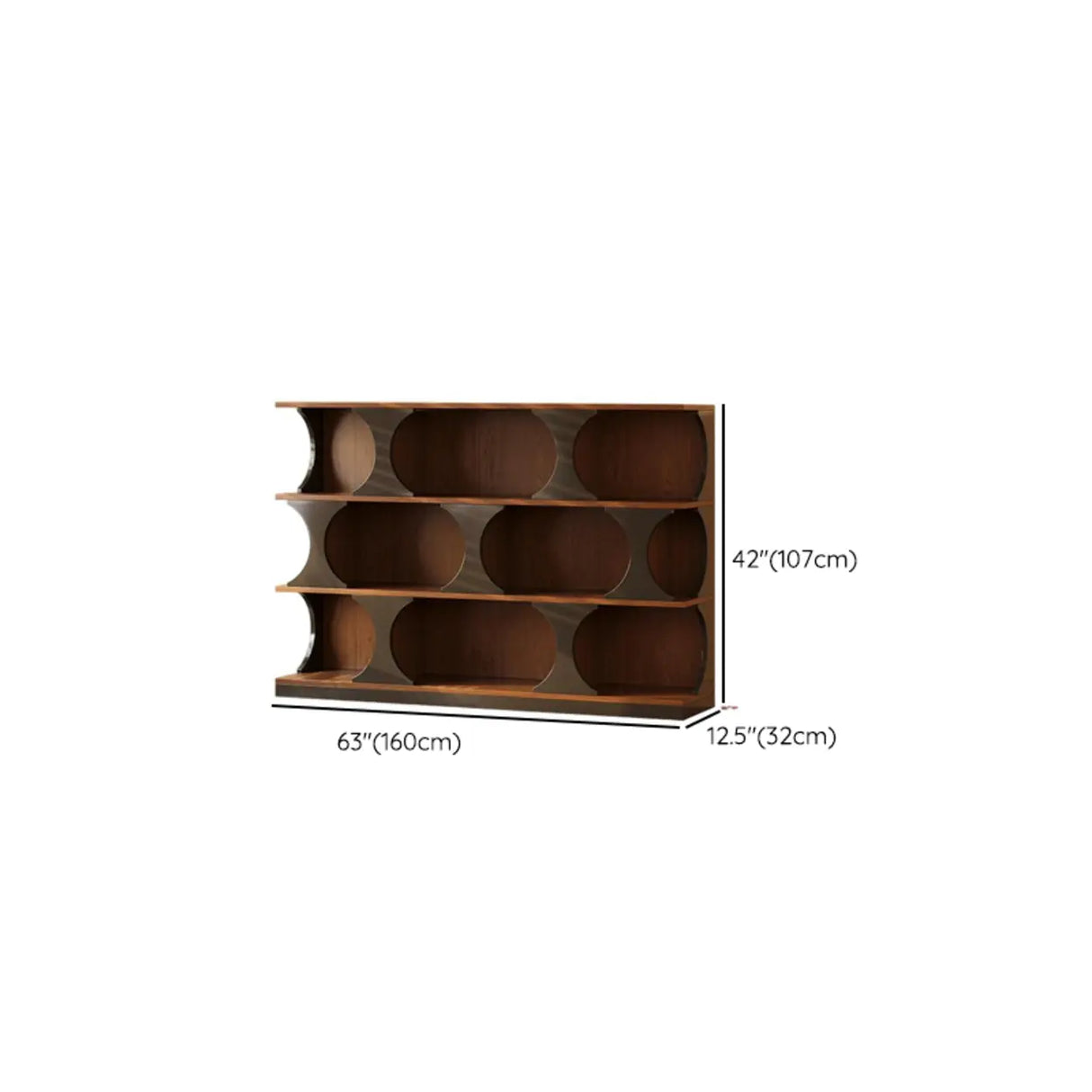 Mid-Century Modern Vertical Geometric Brown Wood Bookshelf Image - 20