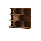 Mid-Century Modern Vertical Geometric Brown Wood Bookshelf Image - 9