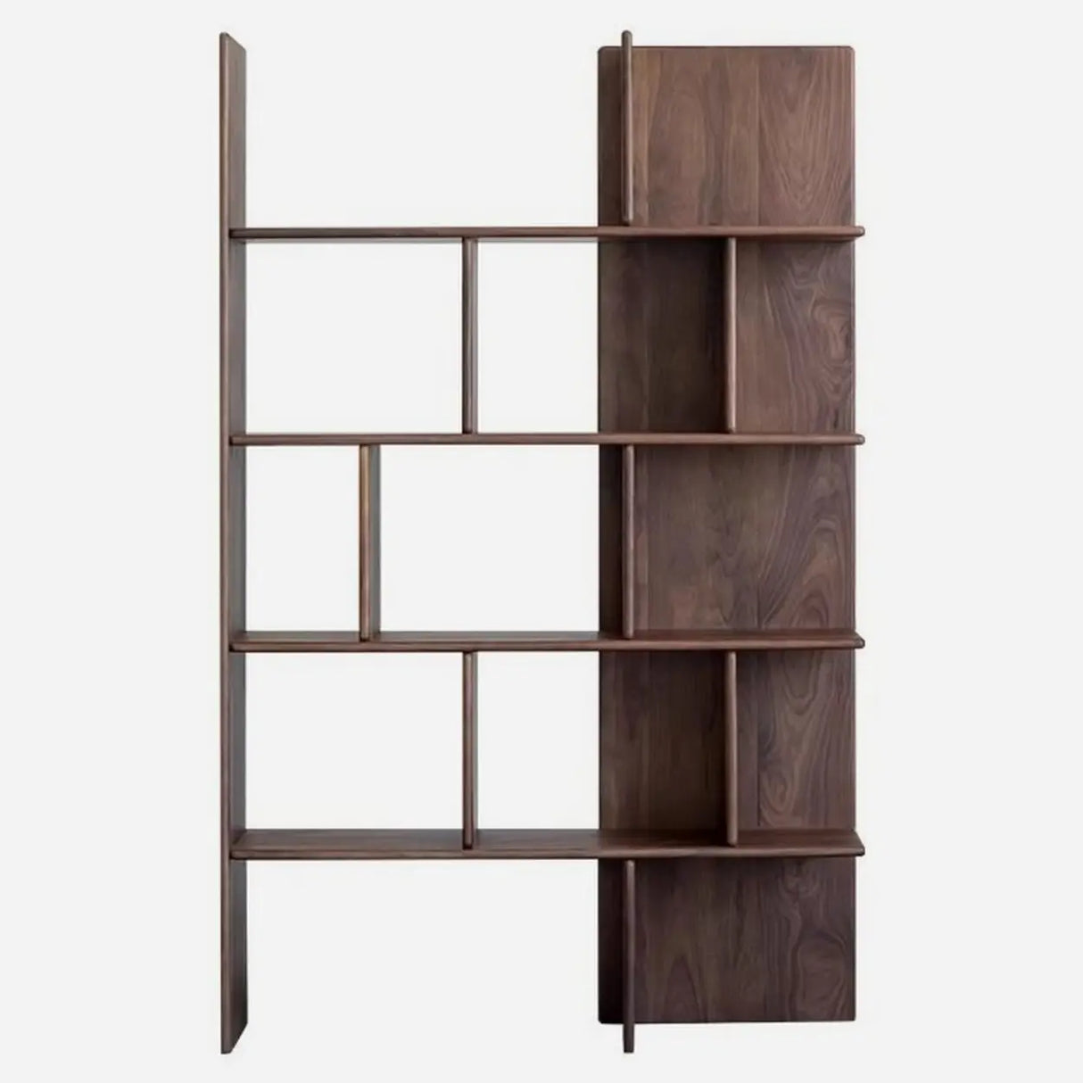 Mid-Century Modern Vertical Open Back Wood Bookshelf Image - 2