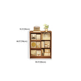 Mid-Century Modern Vertical Wood Sliding Door Tiered Bookshelf #size