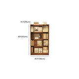 Mid-Century Modern Vertical Wood Sliding Door Tiered Bookshelf Image - 13