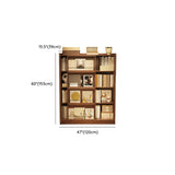 Mid-Century Modern Vertical Wood Sliding Door Tiered Bookshelf Image - 14