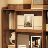 Mid-Century Modern Vertical Wood Sliding Door Tiered Bookshelf Image - 6