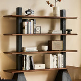 Mid-Century Modern Vertical Wood Tiered Open Back Bookshelf Image - 1