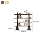 Mid-Century Modern Vertical Wood Tiered Open Back Bookshelf #size