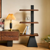 Mid-Century Modern Vertical Wood Tiered Open Back Bookshelf Image - 5