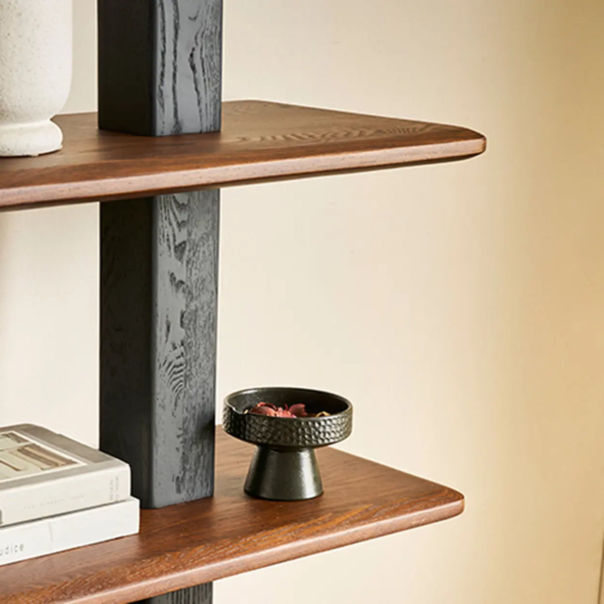 Mid-Century Modern Vertical Wood Tiered Open Back Bookshelf Image - 8