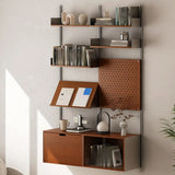 Mid-Century Modern Wall-Mounted Vertical Bookshelf Cabinet Image - 1