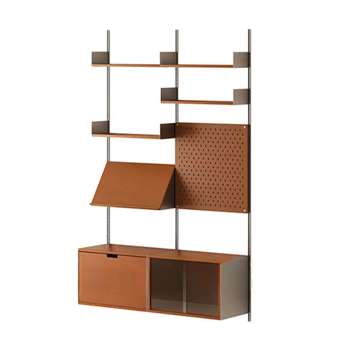 Mid-Century Modern Wall-Mounted Vertical Bookshelf Cabinet Image - 2