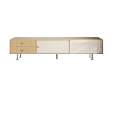 Mid-Century Modern Walnut & White TV Stand with Storage Image - 3