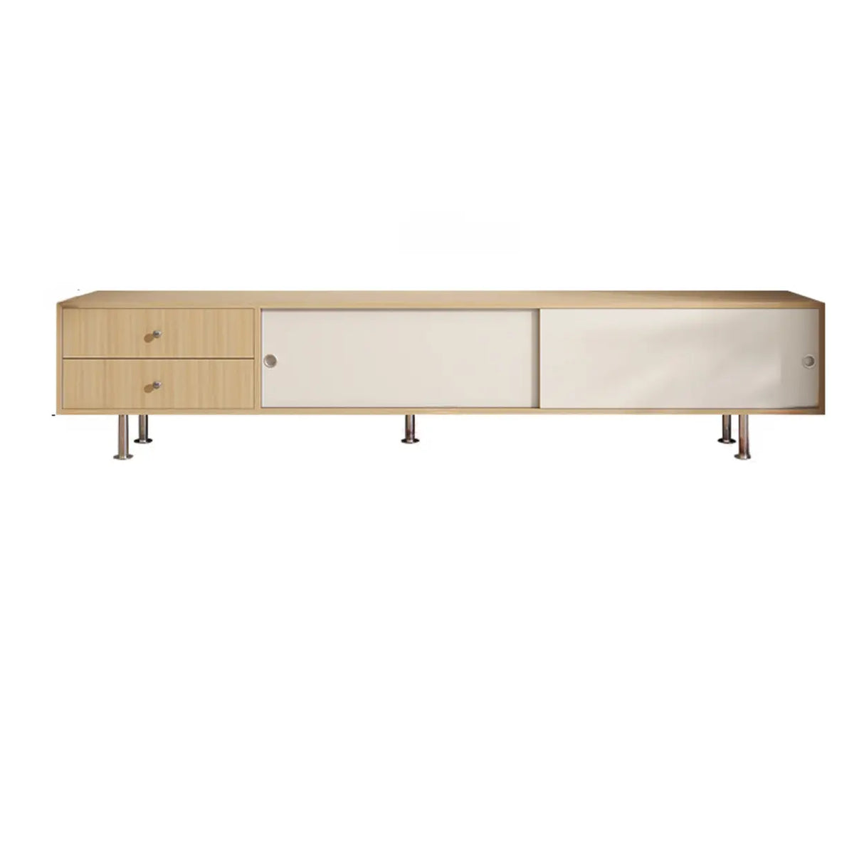 Mid-Century Modern Walnut & White TV Stand with Storage Image - 5