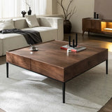 Mid-Century Modern Walnut Solid Wood Coffee Table Image - 5