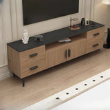 Mid-Century Modern Walnut TV Stand with Black Top Image - 2