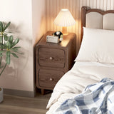 Mid-Century Modern Walnut Wood Nightstand with Drawer & Shelf Image - 3