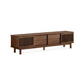 Mid-Century Modern Walnut Wood TV Stand with Cabinet Image - 2