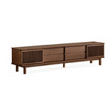 Mid-Century Modern Walnut Wood TV Stand with Cabinet Image - 3