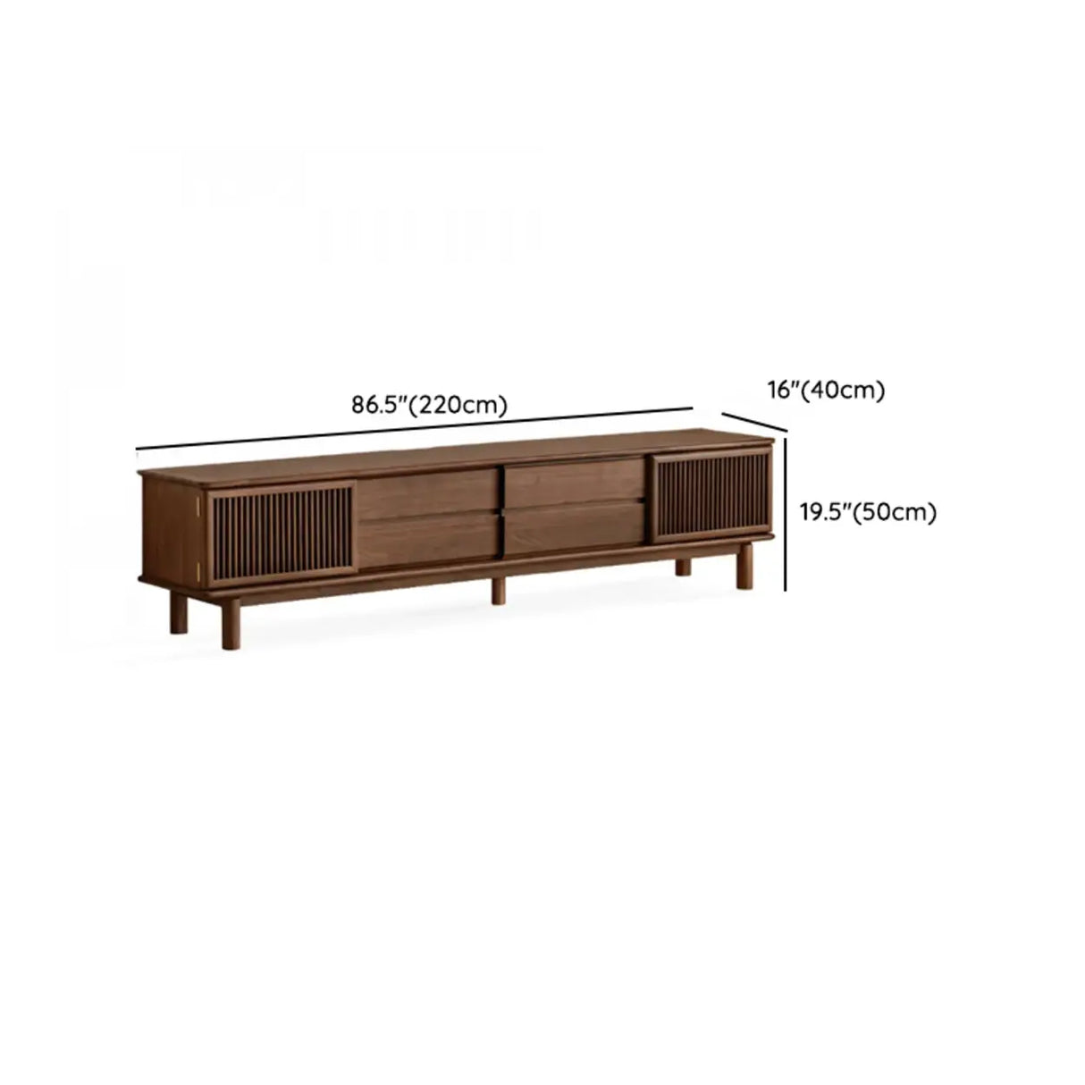 Mid-Century Modern Walnut Wood TV Stand with Cabinet 