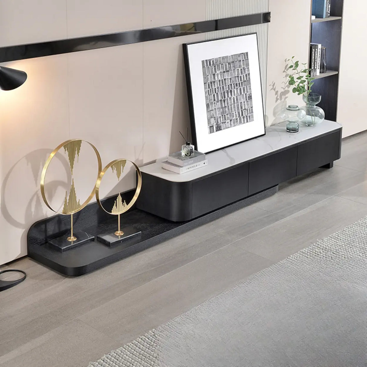 Mid-Century Modern Walnut Wood TV Stand with Drawers Image - 5