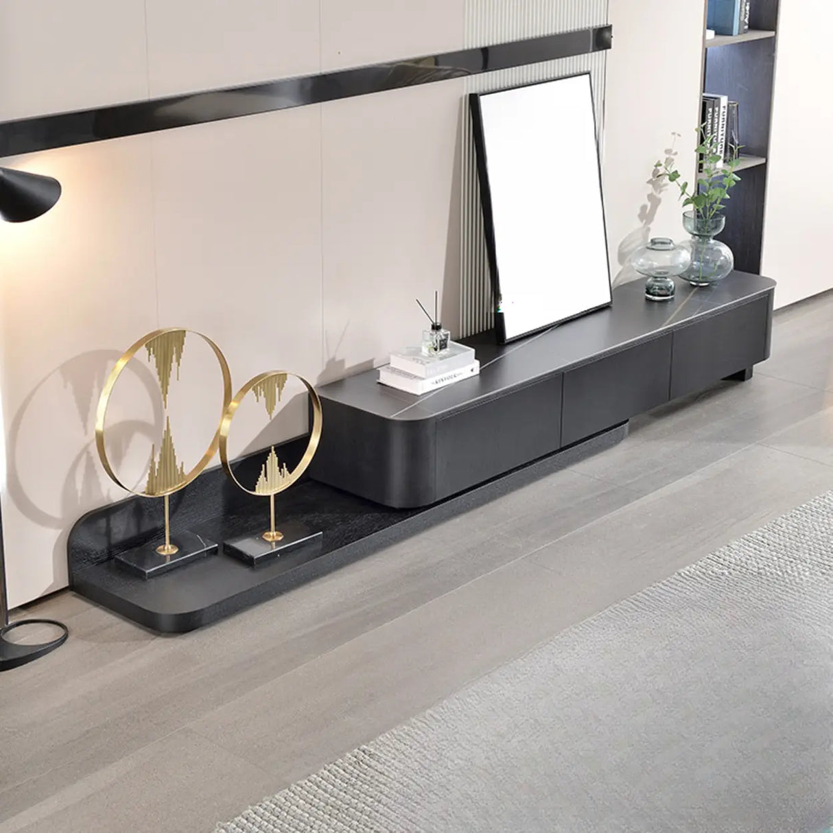 Mid-Century Modern Walnut Wood TV Stand with Drawers Image - 9